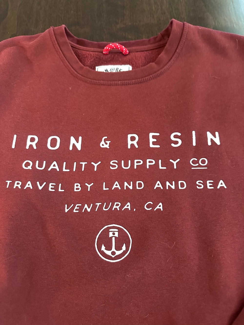 Men’s Iron & Resin Maroon Burgundy Crewneck Sweatshirt XL Flawless - Picture 2 of 7